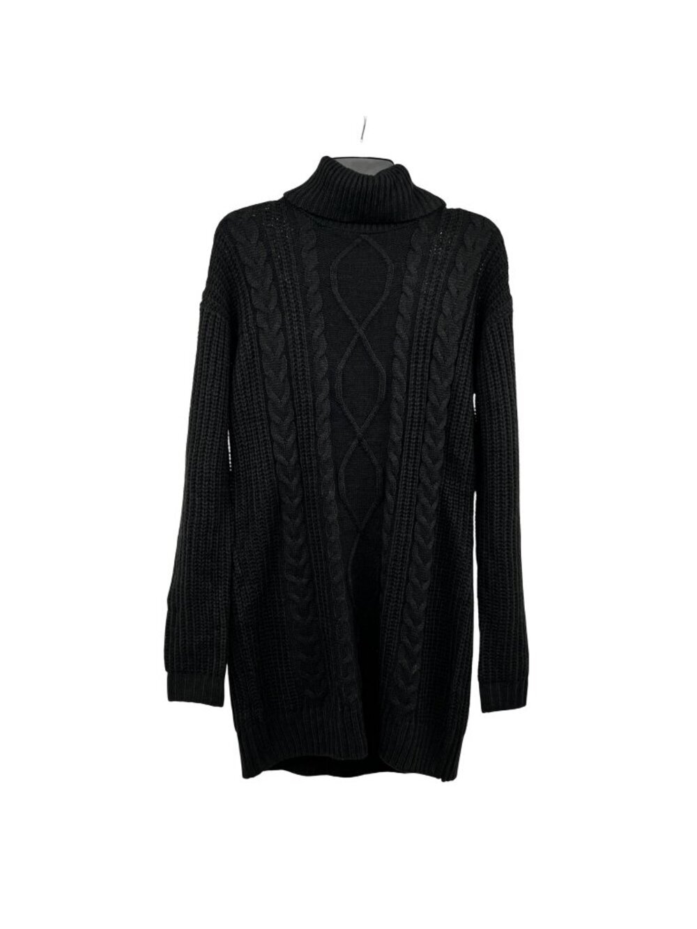 Everly Womens Sweater Dress Cable Knit Turtleneck Black Size Small